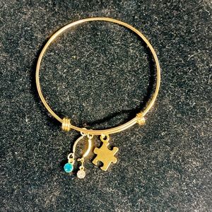 Handcrafted Gold plated Autism puzzle bracelet